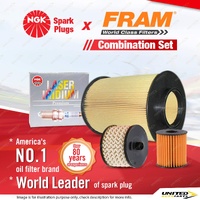 NGK Laser Iridium Spark Plugs + Fram Filter Service Kit for Ford Focus LT LV 2.0