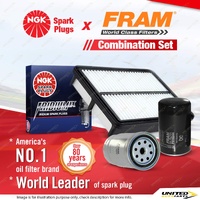NGK Iridium IX Spark Plugs + Fram Filter Service Kit for Kia Sportage KM 2.0L