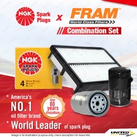 NGK Standard Spark Plugs + Fram Filter Service Kit for Kia Sportage KM 2.0L