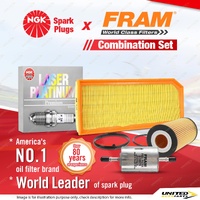 NGK Laser Platinum Spark Plugs + Fram Filter Service Kit for Audi A3 8P 2.0L BMB