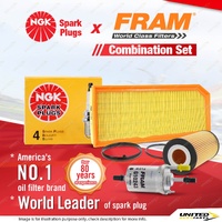 NGK Standard Spark Plugs + Fram Filter Service Kit for Audi A3 8P 2.0L BLY 04-05