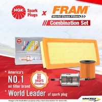 NGK Laser Iridium Spark Plugs + Fram Filter Service Kit for Peugeot 208 A9 1.6L