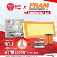 NGK Laser Platinum Spark Plugs + Fram Filter Service Kit for Peugeot 208 A9 1.6L