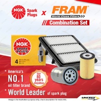 NGK Standard Spark Plugs + Fram Filter Service Kit for Hyundai i30 FD 1.6L