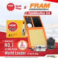 NGK Standard Spark Plugs + Fram Filter Service Kit for Volkswagen Polo 6R 1.4L