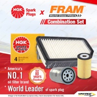 NGK Standard Spark Plugs + Fram Filter Service Kit for Kia Soul AM 1.6L