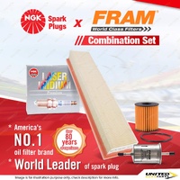 NGK Laser Iridium Spark Plugs + Fram Filter Service Kit for Peugeot 307 T6 1.6L
