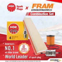 NGK Standard Spark Plugs + Fram Filter Service Kit for Citroen C4 1.6L TU5JP4