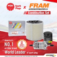 NGK Laser Iridium Spark Plugs + Fram Filter Service Kit for Audi A1 8X 1.2L