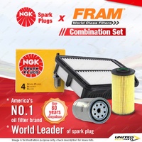 NGK Standard Spark Plugs + Fram Filter Service Kit for Kia Sportage SL 2013-On