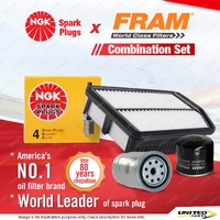 NGK Standard Spark Plugs + Fram Filter Service Kit for Kia Sportage SL 2010-2013