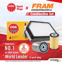 NGK Standard Spark Plugs + Fram Filter Service Kit for Hyundai Accent RB 1.6L
