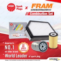 NGK Iridium Spark Plugs + Fram Filter Service Kit for Hyundai Accent RB 1.6L
