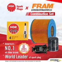 NGK Standard Spark Plugs Fram Filter Kit for Toyota Landcruiser Prado RZJ95R LPG