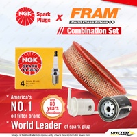 NGK Standard Spark Plugs + Fram Filter Service Kit for Toyota Corona ST141 2.0L