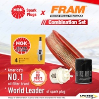 NGK Standard Spark Plugs + Fram Filter Service Kit for Toyota Hilux YN56 YN58