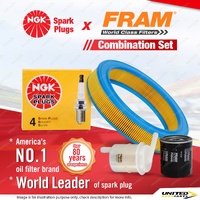 NGK Standard Spark Plugs + Fram Filter Service Kit for Holden Camira JB JD