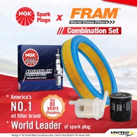 NGK Iridium IX Spark Plugs + Fram Filter Service Kit for Holden Camira JB JD