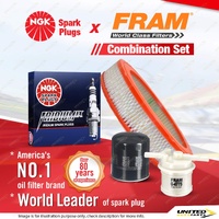 NGK Iridium IX Spark Plugs + Fram Filter Service Kit for Mazda B2000 2.0L