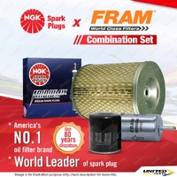 NGK Iridium IX Spark Plugs + Fram Filter Service Kit for Nissan Urvan E24 2.4L