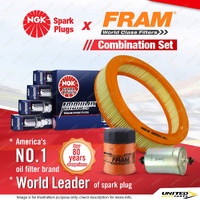 NGK Iridium IX Spark Plugs + Fram Filter Kit for Holden Calais Commodore VL 5.0L