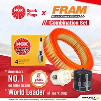 NGK Standard Spark Plugs + Fram Filter Service Kit for Toyota T-18 TE72 1.8L