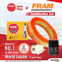 NGK Standard Spark Plugs + Fram Filter Service Kit for Toyota Hilux RN40 1.6L