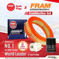 NGK Iridium IX Spark Plugs + Fram Filter Service Kit for Toyota Hilux RN40 1.6L