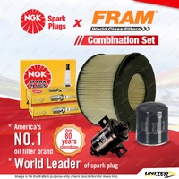 NGK Standard Spark Plugs + Filter Kit for Toyota Landcruiser FZJ75 80 96-99 LPG