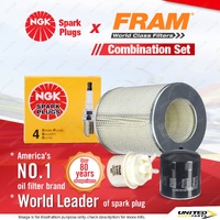 NGK Standard Spark Plugs + Fram Filter Service Kit for Toyota Stout RK110 2.0L