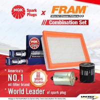 NGK Iridium IX Spark Plugs + Fram Filter Service Kit for Holden Calais VN 3.8L