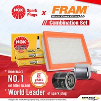 NGK Standard Spark Plugs + Fram Filter Service Kit for Nissan 280C Skyline R30