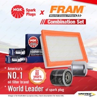 NGK Iridium IX Spark Plugs + Fram Filter Service Kit for Nissan 280C Skyline R30