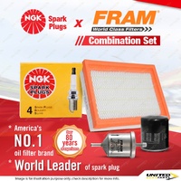 NGK Standard Spark Plugs + Fram Filter Kit for Nissan Navara D22 Terrano R20
