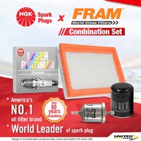 NGK Platinum Spark Plugs + Fram Filter Service Kit for Nissan NX NX-R Silvia S13