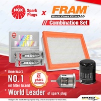 NGK Platinum Spark Plugs + Fram Filter Kit for Nissan Navara D22 Stagea C34