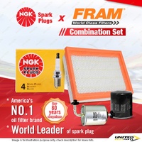 NGK Standard Spark Plugs + Fram Filter Kit for Nissan Bluebird U13 Pulsar N15