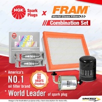 NGK Platinum Spark Plugs + Fram Filter Service Kit for Nissan Skyline R33 2.6L