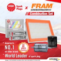 NGK Platinum Spark Plugs + Fram Filter Service Kit for Nissan Skyline R31 2.0L