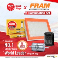 NGK Standard Spark Plugs + Fram Filter Service Kit for Nissan Navara D22 3.0 LPG