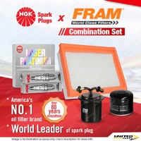 NGK Platinum Spark Plugs + Fram Filter Service Kit for Subaru Svx Coupe 3.3L