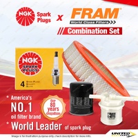 NGK Standard Spark Plugs + Fram Filter Service Kit for Ford Courier PC 2.6L