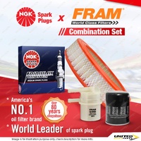 NGK Iridium IX Spark Plugs + Fram Filter Service Kit for Mitsubishi Triton MH MJ