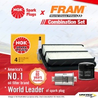 NGK Standard Spark Plugs + Fram Filter Service Kit for Daihatsu Charade G203