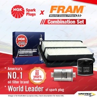 NGK Iridium IX Spark Plugs + Fram Filter Service Kit for Daihatsu Charade G203