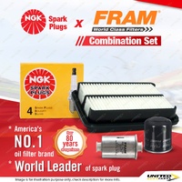 NGK Standard Spark Plugs + Fram Filter Service Kit for Daihatsu Charade G200 1.3