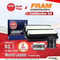 NGK Iridium IX Spark Plugs + Fram Filter Kit for Daihatsu Charade G200 1.3L