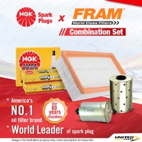 NGK Standard Spark Plugs + Fram Filter Service Kit for BMW 320i E30 2.0L 83-88