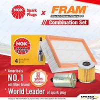 NGK Standard Spark Plugs + Fram Filter Service Kit for BMW 318i E30 1.8L 88-91