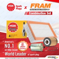 NGK Standard Spark Plugs + Fram Filter Service Kit for BMW 318i E36 1.8L 94-98
